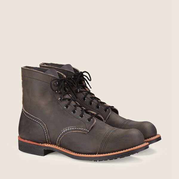 Red Wing Mens Heritage Boots - Iron Ranger - 6-inch Rough & Tough Leather - Dark Grey - TOW342107